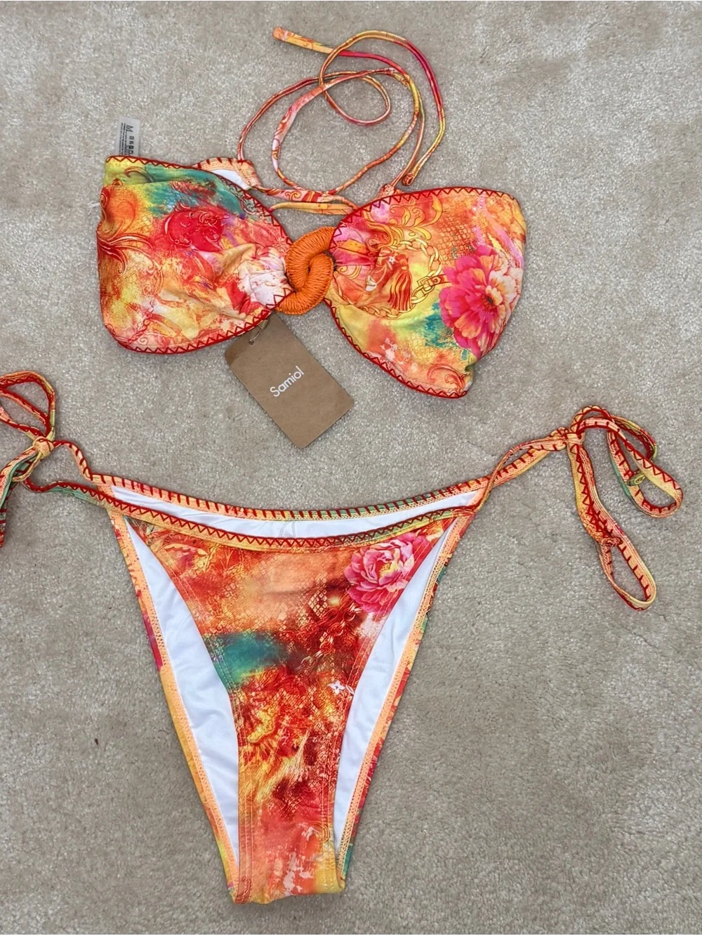 Samiol Tropical Floral‎ Strapless Bandeau Bikini Set — Size M
